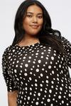 Dorothy Perkins Curve Mono Spot Ruched Sleeve Top thumbnail 4