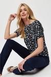Dorothy Perkins Tall Floral Ruched Sleeve Top thumbnail 1