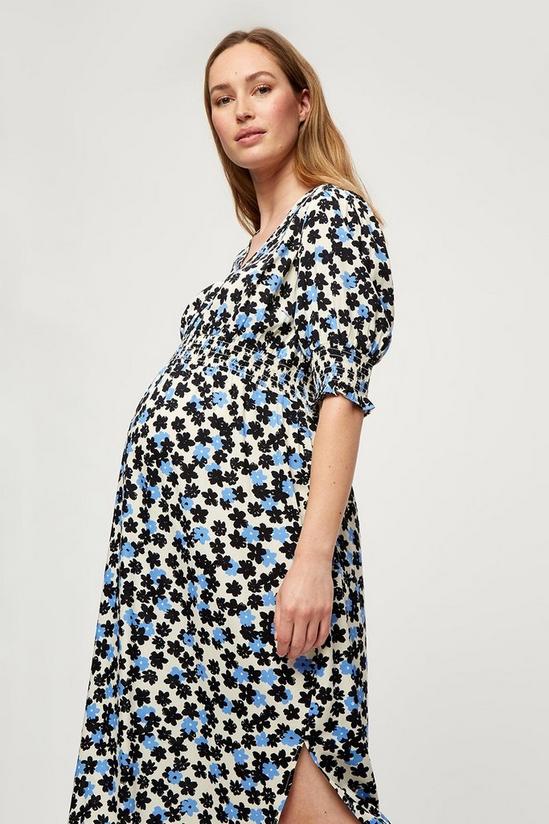 Dorothy Perkins Maternity Blue Floral Shirred Midi Dress 4