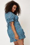 Dorothy Perkins Curve Blue Floral Mini Wrap Dress thumbnail 3