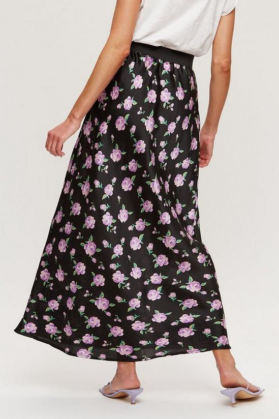 Dorothy Perkins Tall Lilac Floral Bias Cut Satin Midi Skirt 3