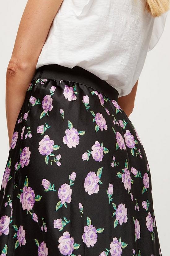 Dorothy Perkins Tall Lilac Floral Bias Cut Satin Midi Skirt 4