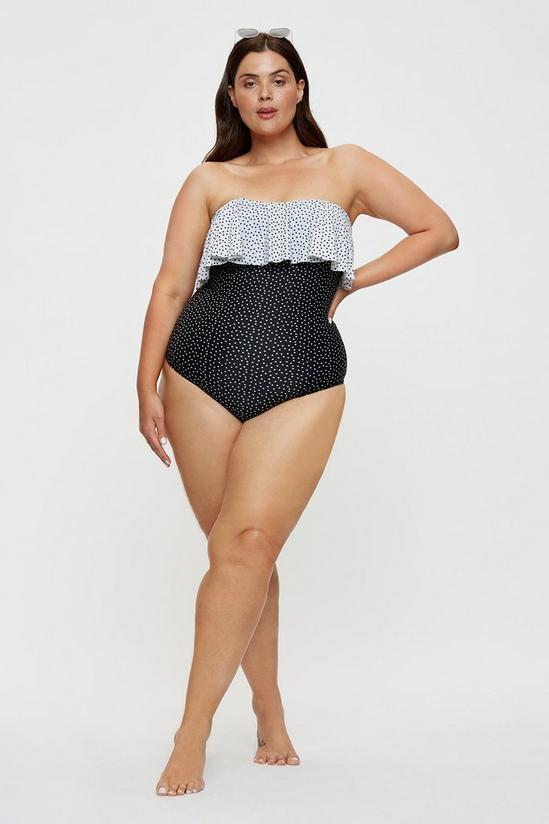 Dorothy Perkins Curve Black Strapless Spot Swimsuit 2