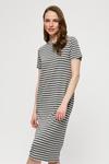 Dorothy Perkins Charcoal Stripe T-shirt Midi Dress thumbnail 1