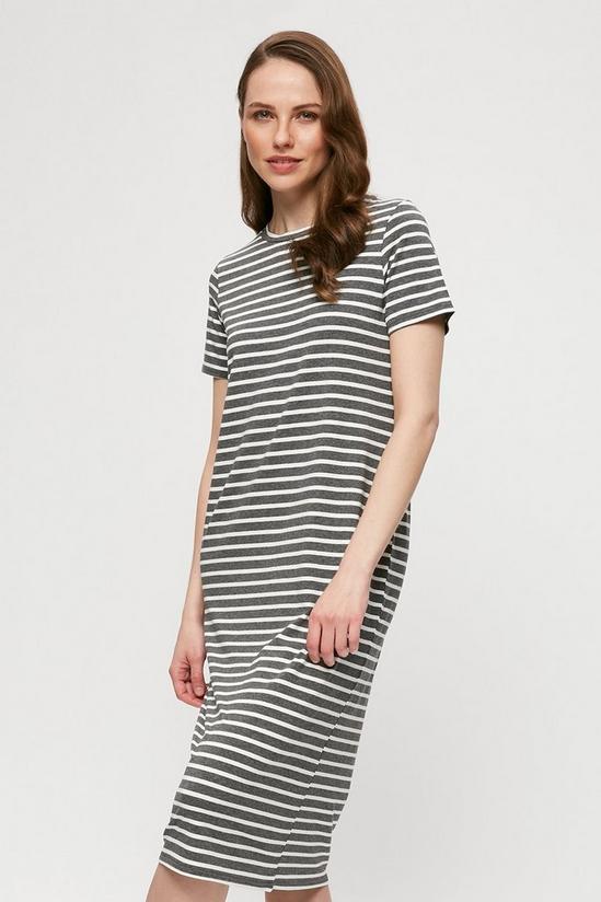 Dorothy Perkins Charcoal Stripe T-shirt Midi Dress 1
