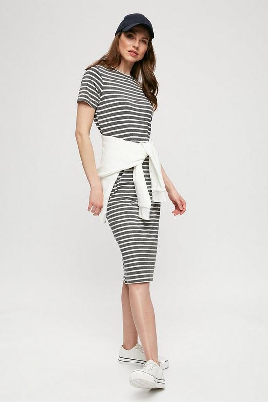 Dorothy Perkins Charcoal Stripe T-shirt Midi Dress 2