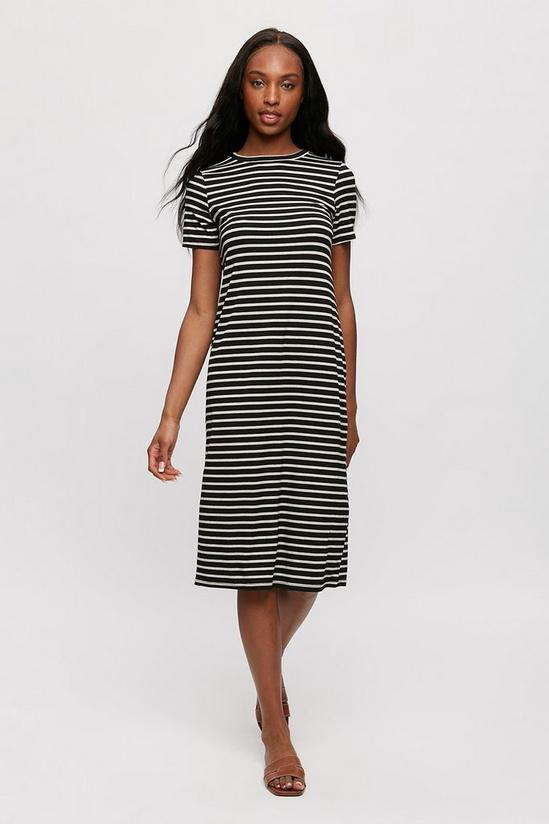 Dorothy Perkins Black Stripe T-shirt Midi Dress 1