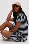 Dorothy Perkins Navy Stripe T-shirt Midi Dress thumbnail 1