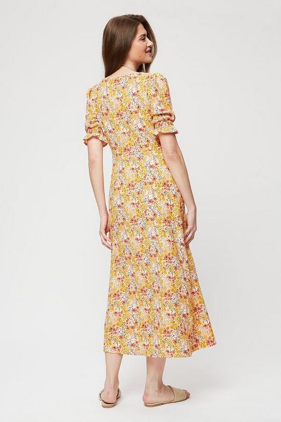 Dorothy Perkins Tall Yellow Floral Wrap Front Midi Dress 3