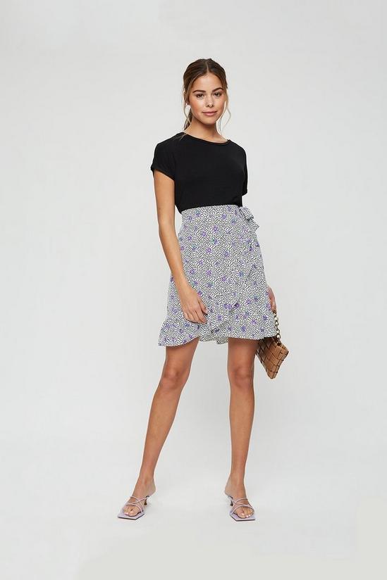 Dorothy Perkins Purple Floral Frill Mini Skirt 1