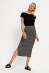Dorothy Perkins Black And Oatmeal Stripe Jersey Midi Skirt thumbnail 1