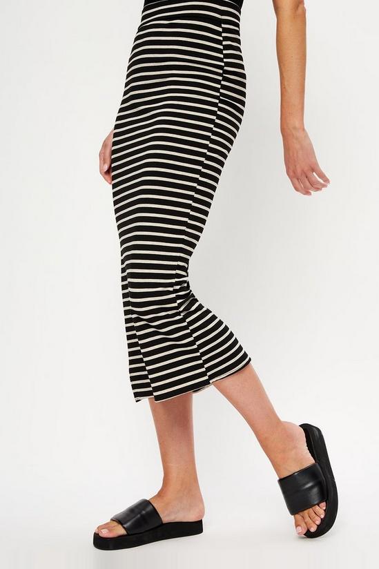 Dorothy Perkins Black And Oatmeal Stripe Jersey Midi Skirt 2