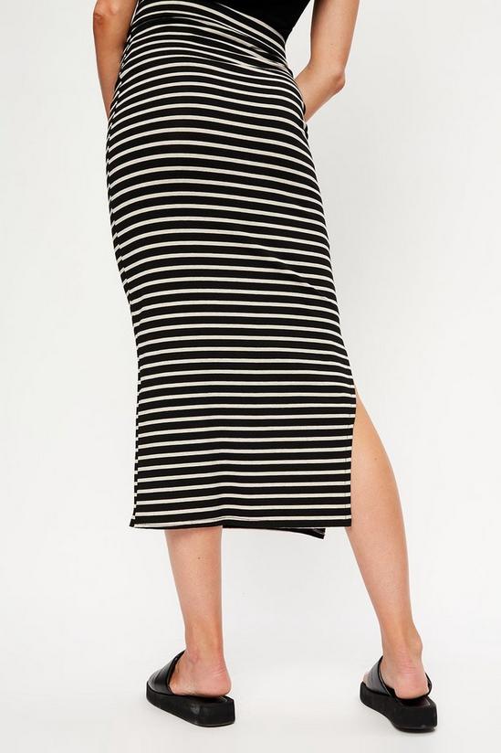 Dorothy Perkins Black And Oatmeal Stripe Jersey Midi Skirt 3