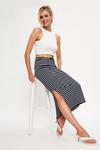 Dorothy Perkins Navy Stripe Jersey Midi Skirt thumbnail 1
