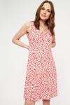 Dorothy Perkins Pink Floral Ruched Front Strappy Mini Dress thumbnail 1
