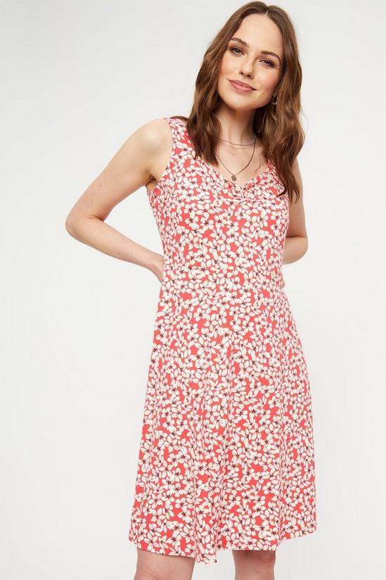 Dorothy Perkins Pink Floral Ruched Front Strappy Mini Dress 1