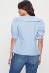 Dorothy Perkins Petite Blue Gingham Frill Collared Top thumbnail 3