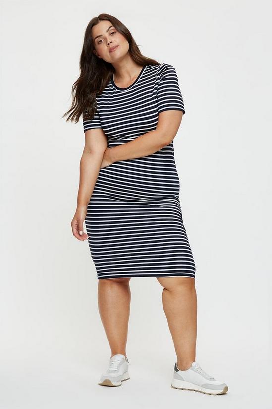 Dorothy Perkins Curve Navy Stripe T-shirt Midi Dress 2
