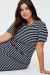 Dorothy Perkins Curve Navy Stripe T-shirt Midi Dress thumbnail 4