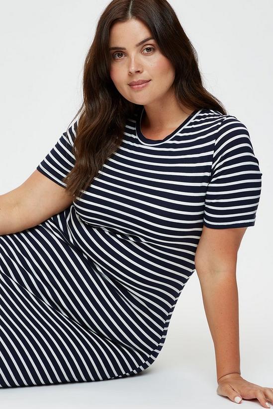 Dorothy Perkins Curve Navy Stripe T-shirt Midi Dress 4