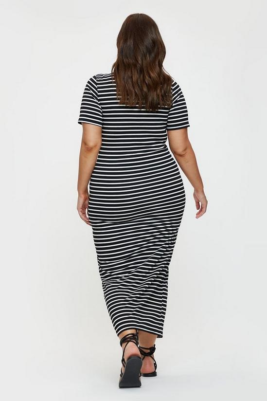 Dorothy Perkins Curve Mono Stripe Maxi T-shirt Dress 3