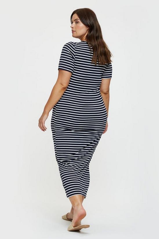 Dorothy Perkins Curve Navy Stripe Maxi T-shirt Dress 3