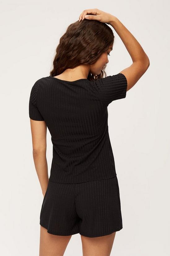Dorothy Perkins Petite Black Ruched Front Rib Top 3