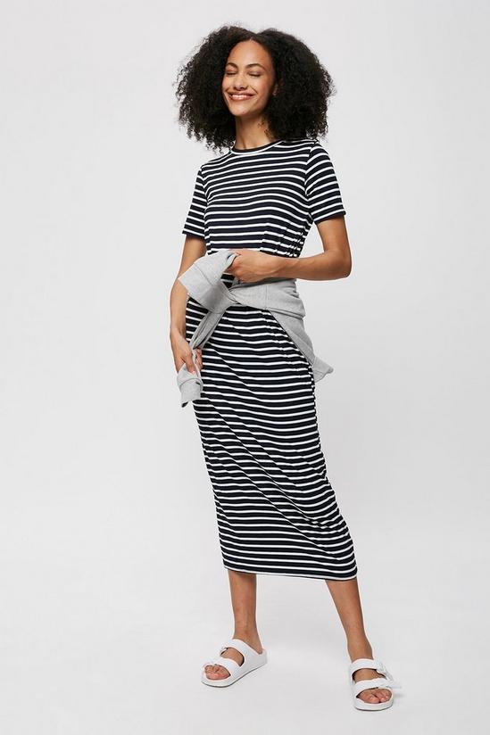 Dorothy Perkins Tall Navy Stripe T-shirt Midi Dress 1