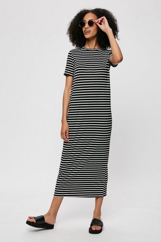 Dorothy Perkins Tall Mono Stripe T-shirt Midi Dress 1