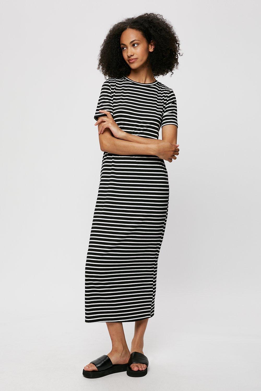 Striped t sales shirt dress midi