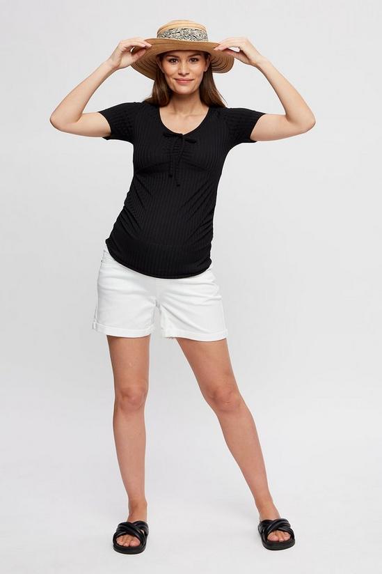 Dorothy Perkins Maternity Black Ruched Front Jersey Ribbed Top 2