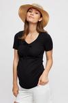 Dorothy Perkins Maternity Black Ruched Front Jersey Ribbed Top thumbnail 4