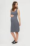 Dorothy Perkins Maternity Navy Stripe Sleeveless Midi Dress thumbnail 1