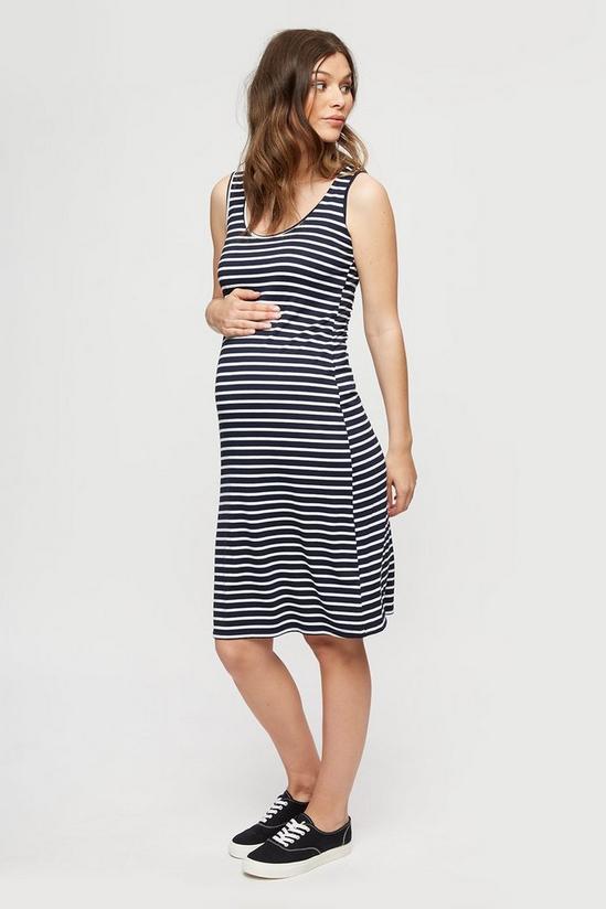 Dorothy Perkins Maternity Navy Stripe Sleeveless Midi Dress 1