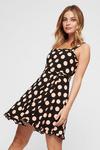 Dorothy Perkins Petite Black And Pink Dot Fit And Flare Dress thumbnail 1