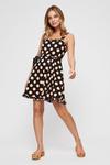 Dorothy Perkins Petite Black And Pink Dot Fit And Flare Dress thumbnail 2