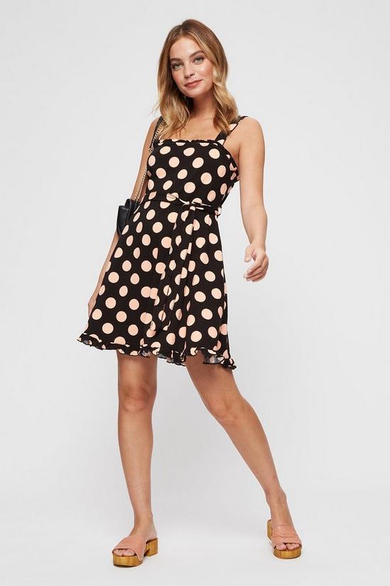 Dorothy Perkins Petite Black And Pink Dot Fit And Flare Dress 2