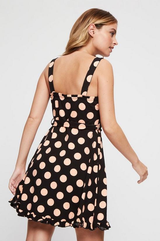 Dorothy Perkins Petite Black And Pink Dot Fit And Flare Dress 3