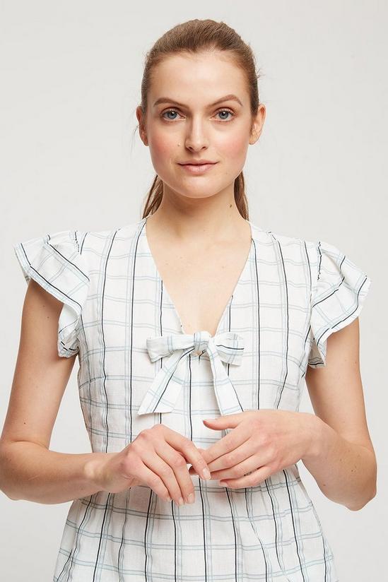 Dorothy Perkins Green Check Print Tie Front Top 4