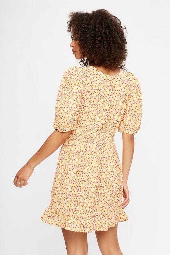Dorothy Perkins Yellow Ditsy  Shirred Waist Mini Dress 3