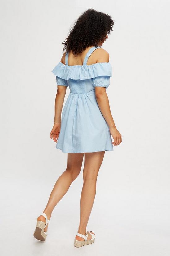 Dorothy Perkins Blue Bardot Poplin Mini Dress 3
