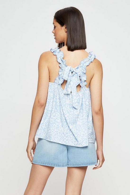 Dorothy Perkins Blue Ditsy Bow Back Textured Top 3
