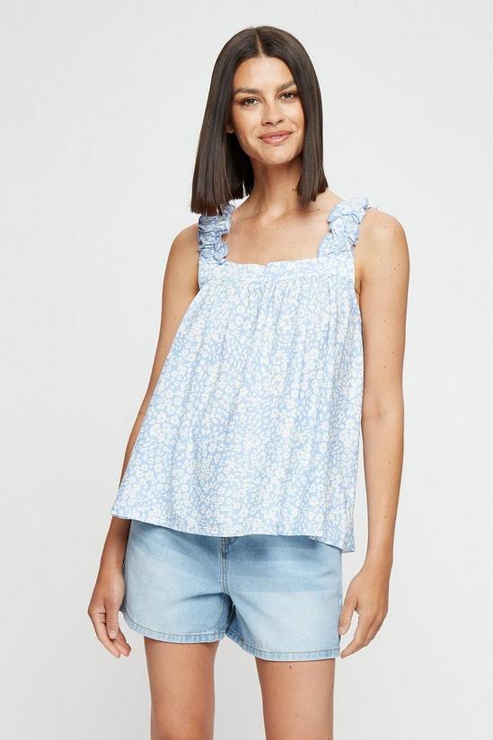 Dorothy Perkins Blue Ditsy Bow Back Textured Top 4