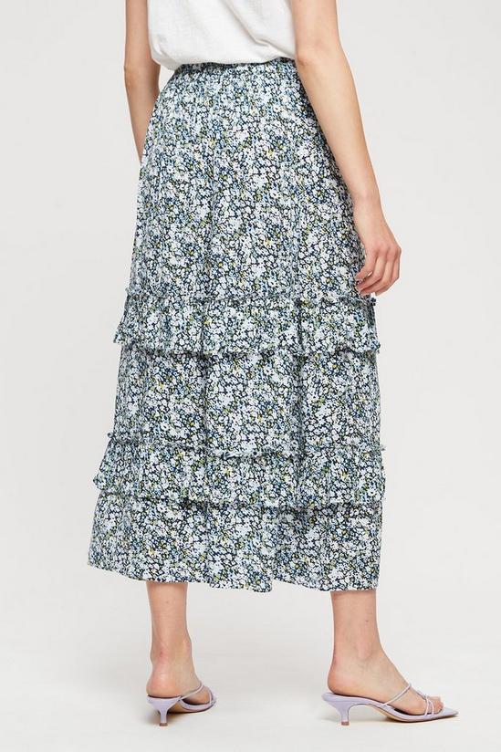 Dorothy Perkins Blue Floral Crinkle Midi Skirt 3