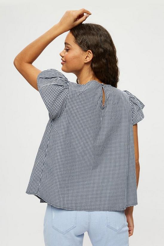 Dorothy Perkins Petite Navy Gingham Shirred Frill Top 3
