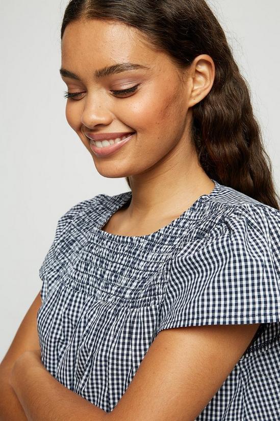 Dorothy Perkins Petite Navy Gingham Shirred Frill Top 4