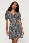 Dorothy Perkins Petite Leopard Ruched Front Dress thumbnail 1