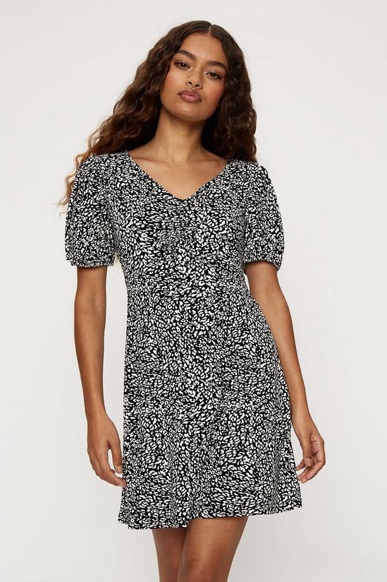 Dorothy Perkins Petite Leopard Ruched Front Dress 1