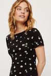 Dorothy Perkins Petite Black Floral T-shirt Midi Dress thumbnail 4
