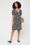 Dorothy Perkins Tall Mono Floral Ruched Front Mini Dress thumbnail 2